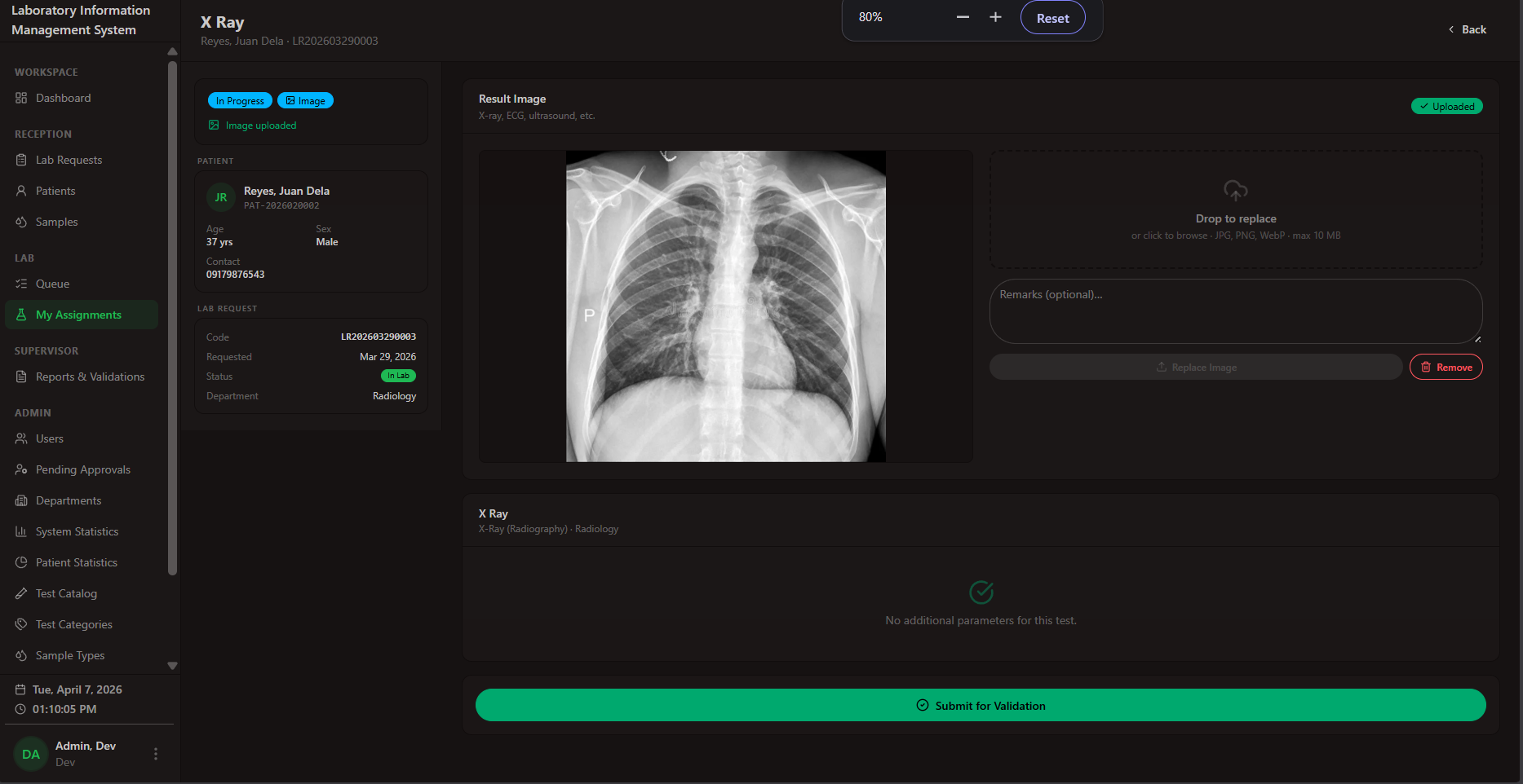 Laboratory Information Management System screenshot