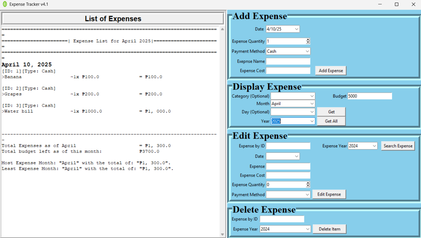 Expense Tracker screenshot